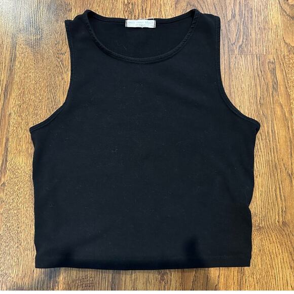 Truly Madly Deeply Tops - Truly Madly Deeply Cropped Cotton Tank Top Black Size S Casual Minimalist Style